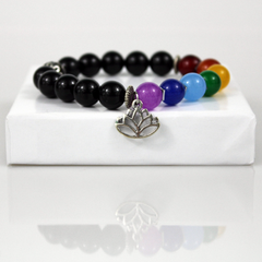 Black Seven Chakra Bead Bracelet - 4.5 in - Bracelet