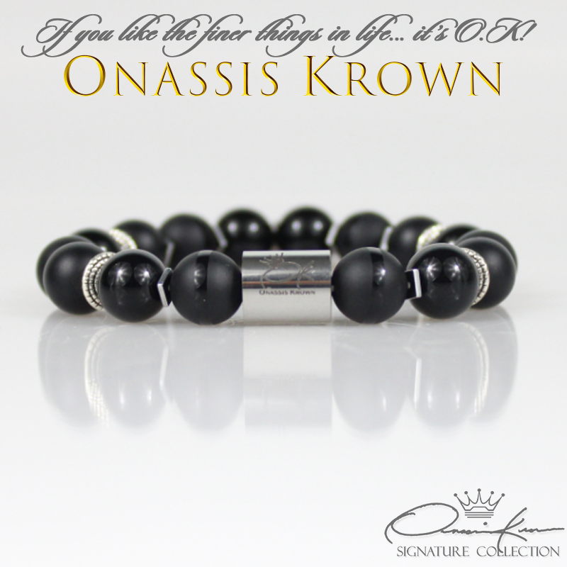 luxury designer black onyx bead bracelet