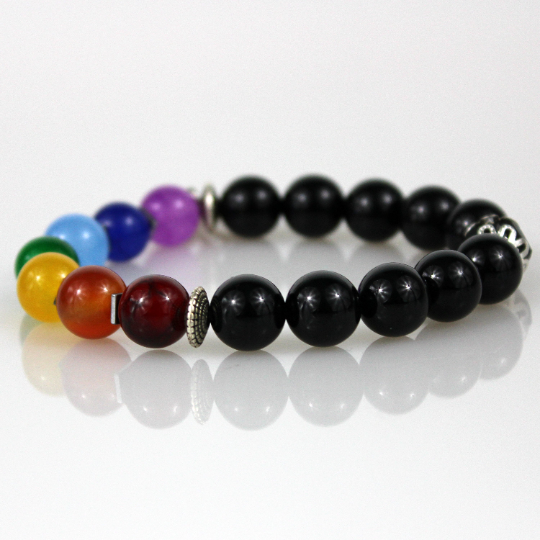 black seven chakra bead bracelet