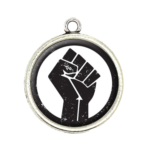 black solidarity fist cabochon charm