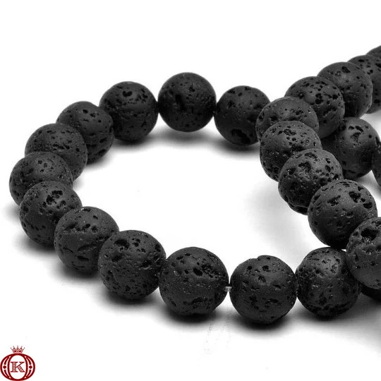 black volcanic rock lava beads
