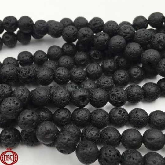 black lava bead strands