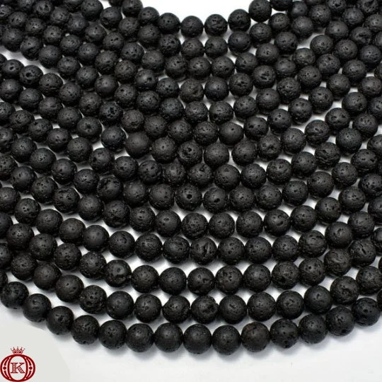 smooth black lava beads
