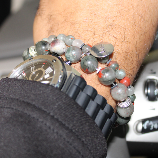 african bloodstone bracelet watch combo