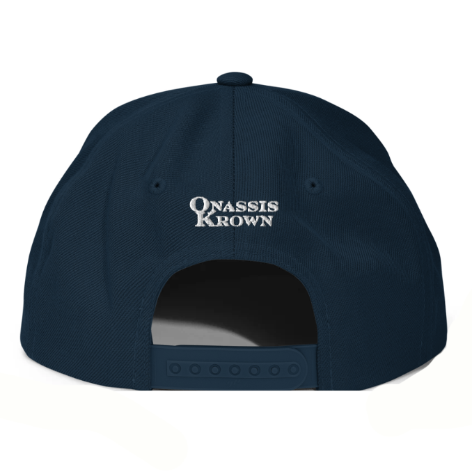 navy blue onassis krown logo cap