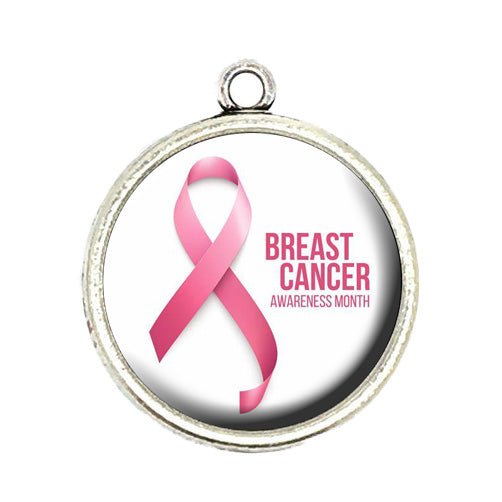 pink ribbon breast cancer cabochon charm