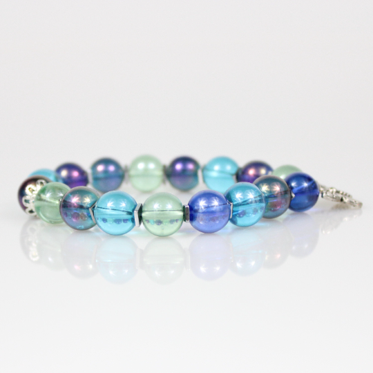 iridescent butterfly charm bead bracelet