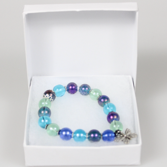 butterfly charm bead bracelet gift box