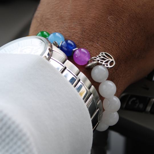 seven chakra gemstone bracelet watch combo