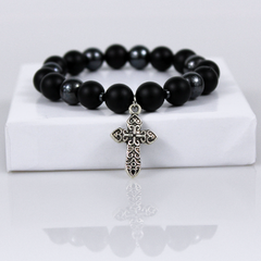 Christian Silver Cross Bead Bracelet - 4.5 in - Bracelet