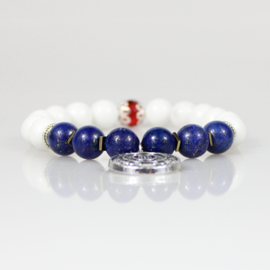 coast guard charm blue white red bead bracelet
