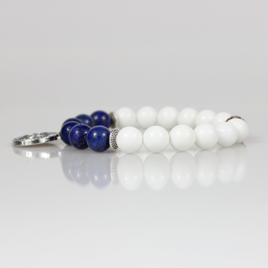 blue lapis lazuli white jade coast guard charm bracelet