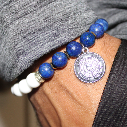 silver coast guard charm bead bracelet