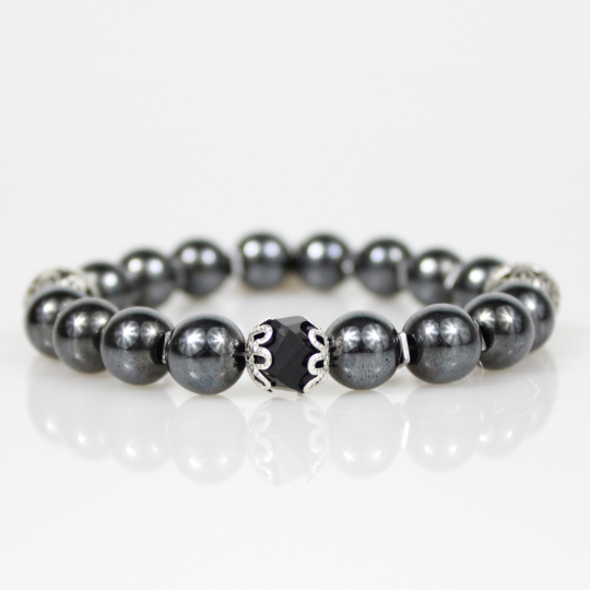black jewel hematite bead bracelet