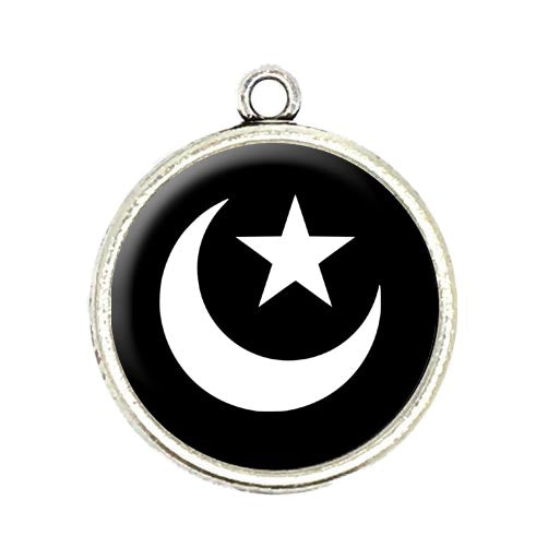 islam crescent star moon cabochon charm