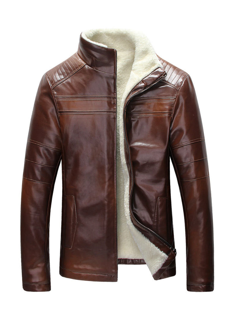 shiny brown leathre coat