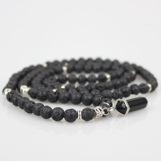 black lava prayer beads