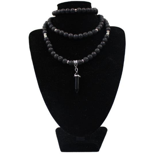 black lava beaded necklace