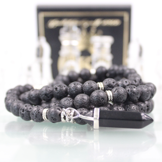 black lava prayer bead mala