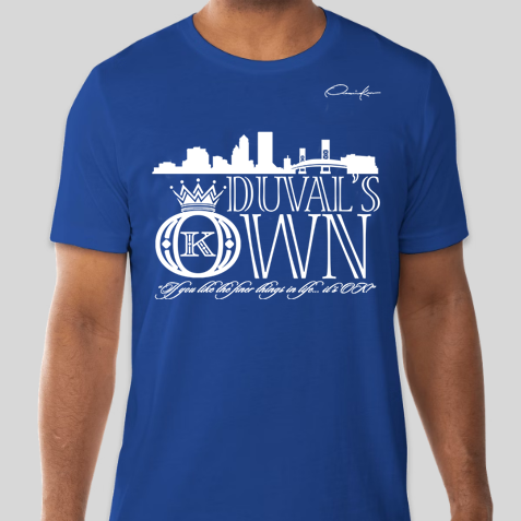 duval's own t-shirt royal blue