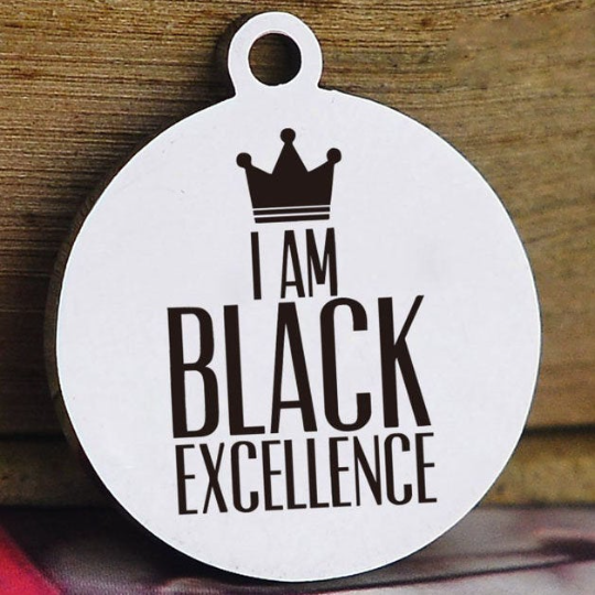 silver i am black excellence charm