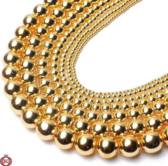 wholesale gold hematite gemstone beads