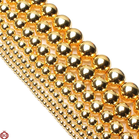 gold hematite beads