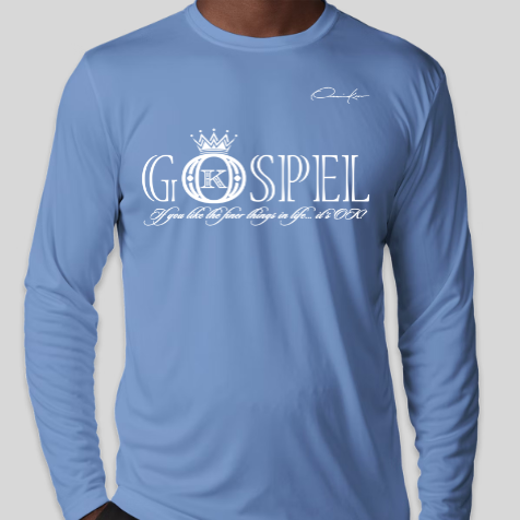 gospel t-shirt carolina blue long sleeve