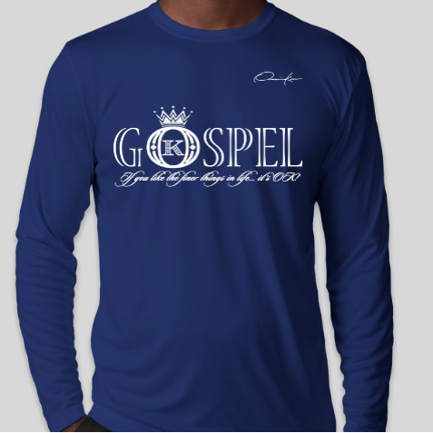 gospel t-shirt royal blue long sleeve