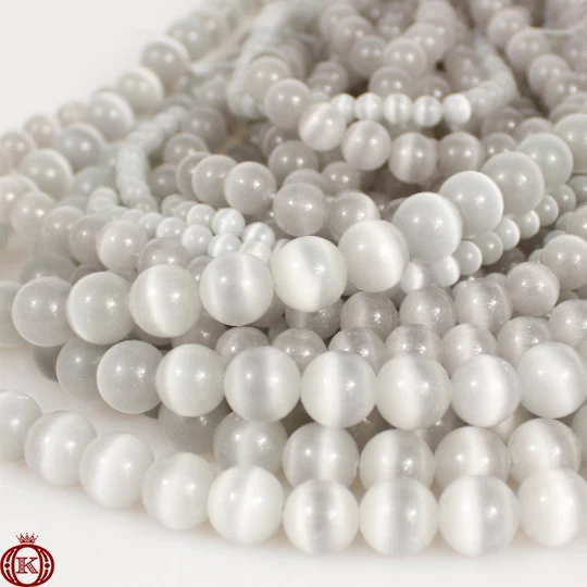 silver gray cats eye gemstone beads