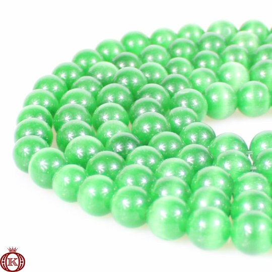 emerald green cats eye gemstone bead strands