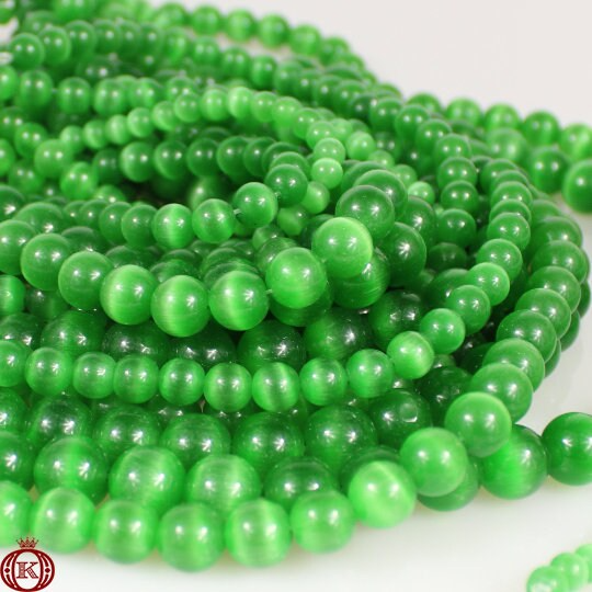 green cats eye gemstone beads