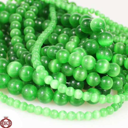 bulk green cats eye gemstone beads
