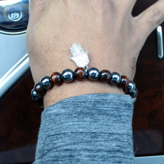 silver hamsa charm protection bracelet