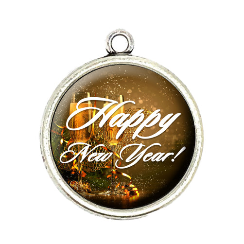 happy new year champagne toast cabochon charm