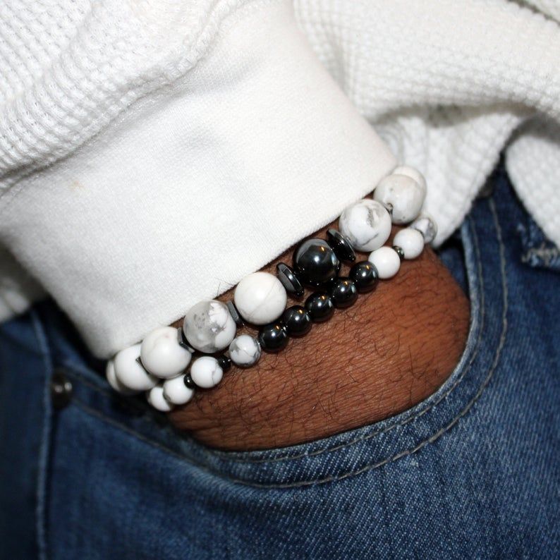 men's white howlite bracelet