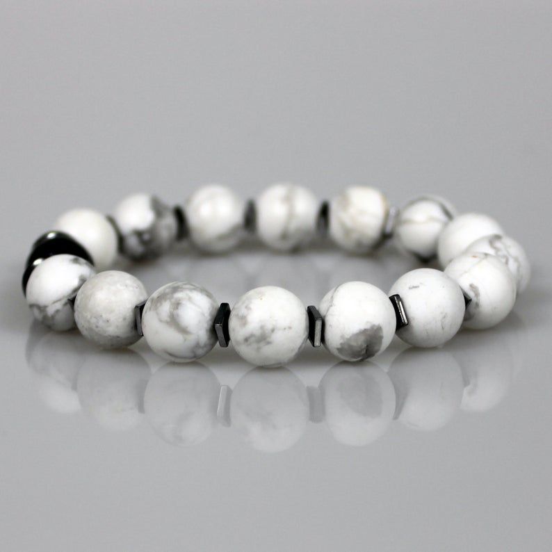 white gray vein marble bracelet