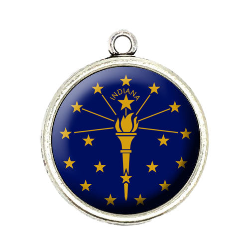 state of indiana flag cabochon charm