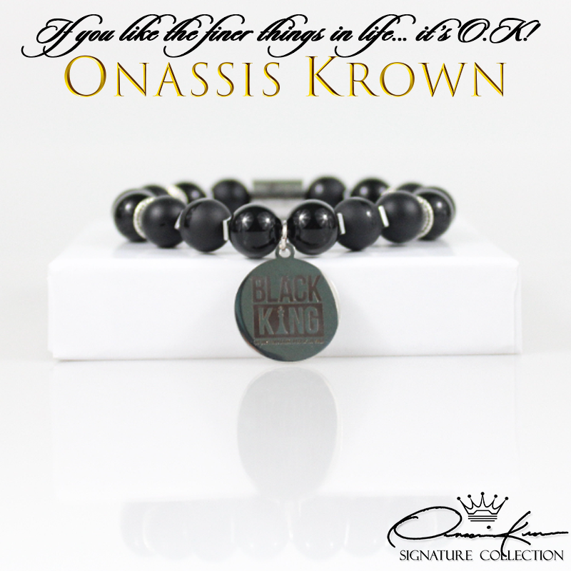 black king charm bead bracelet