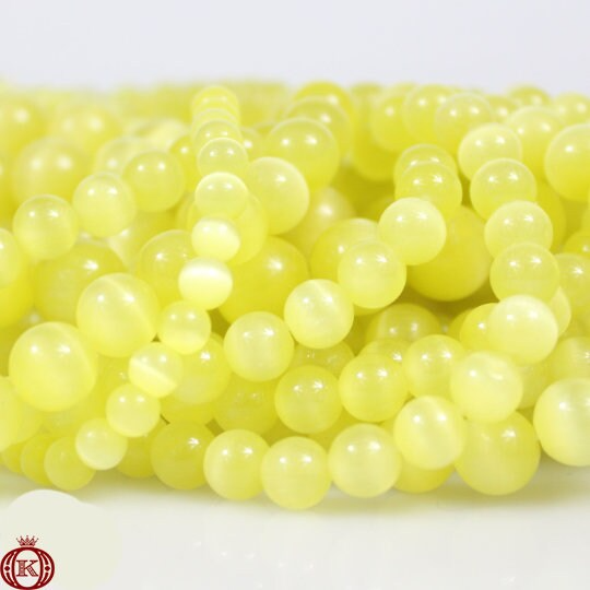 lemon yellow cats eye gemstone beads