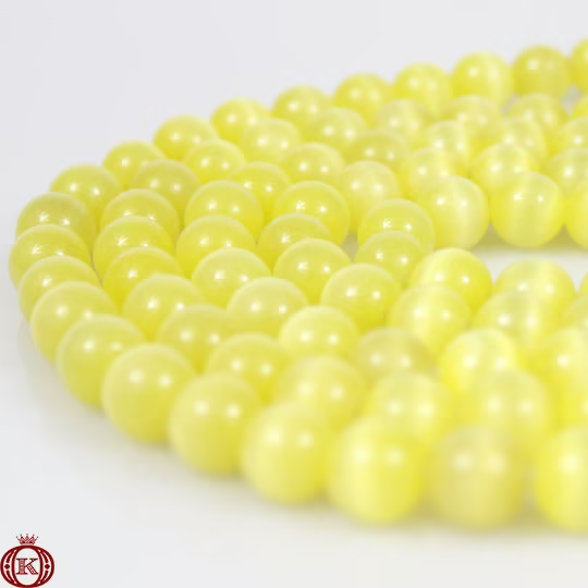 lemon yellow cats eye gemstone beads