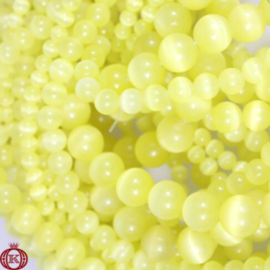 light yellow cats eye gemstone beads