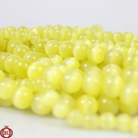 lemon yellow cats eye beads