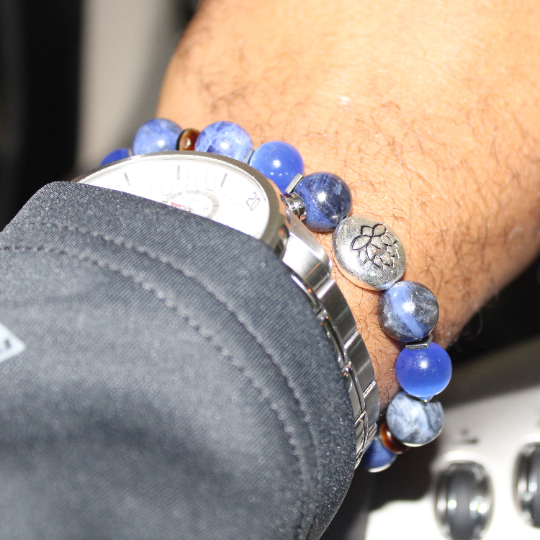 blue sodalite bead bracelet watch combo