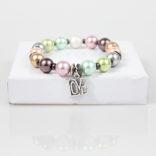 easter pastel color tahitian pearl bead bracelet