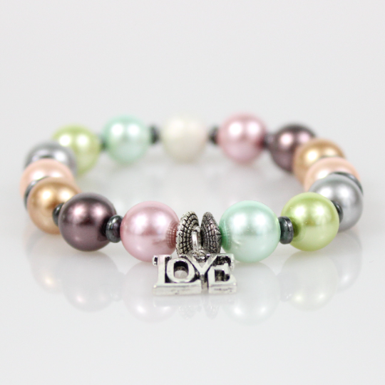 easter pastel color tahitian pearl bead bracelet