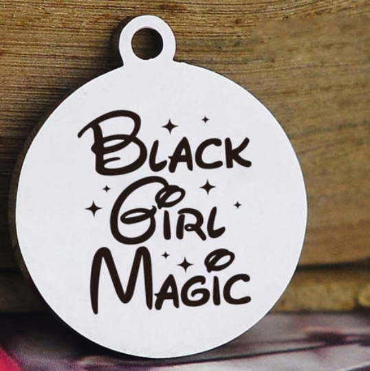 silver black girl magic charm