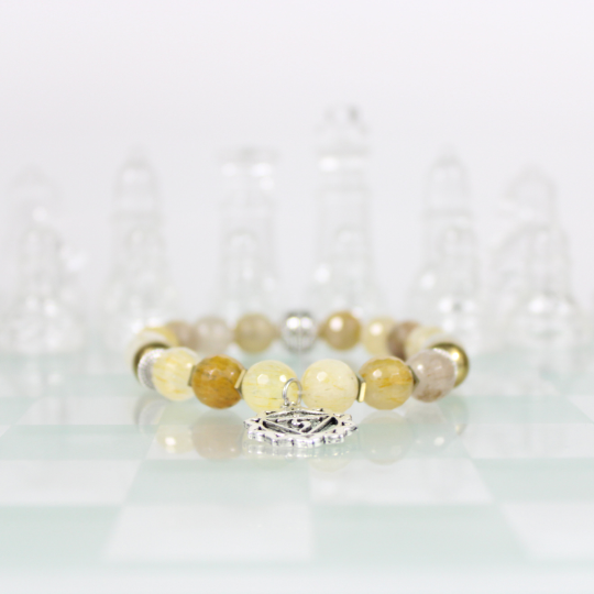 yellow manipura chakra golden citrine bead bracelet chess board