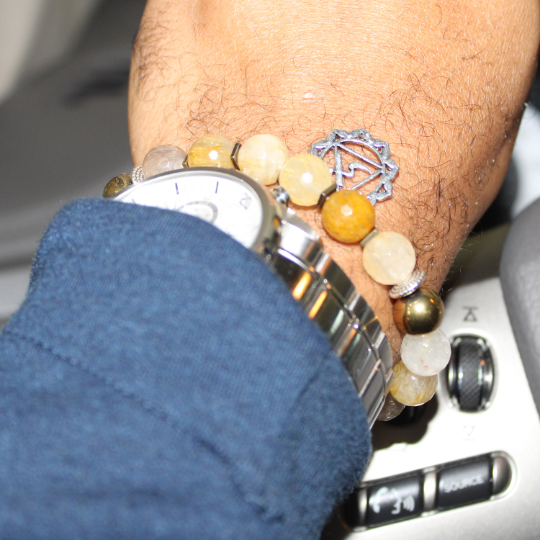 manipura chakra charm citrine bead bracelet watch combo