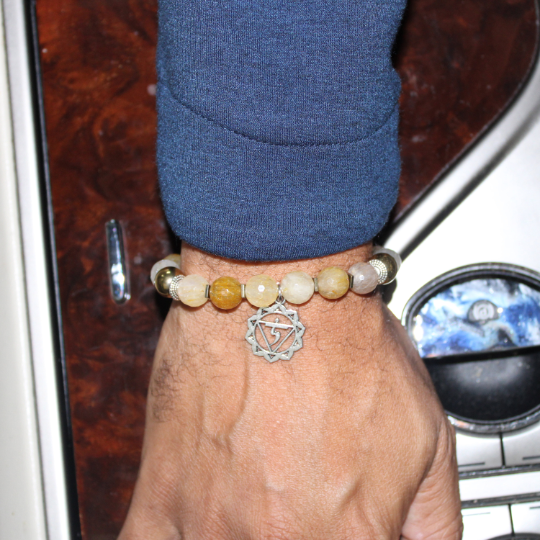 silver manipura chakra charm golden yellow citrine bead bracelet